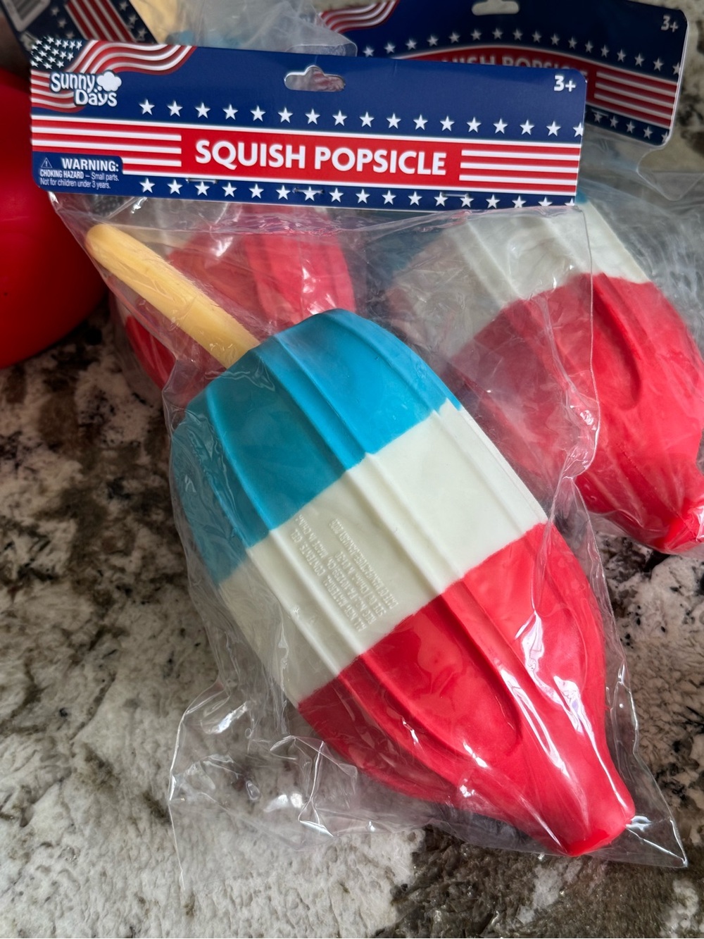 Sunny Days Squish Popsicle - Red, White & Blue Party Bomb Pop